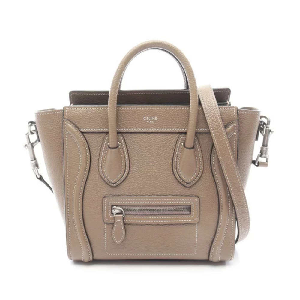 Celine Luggage Tote Shopper Handbag Leather Gray